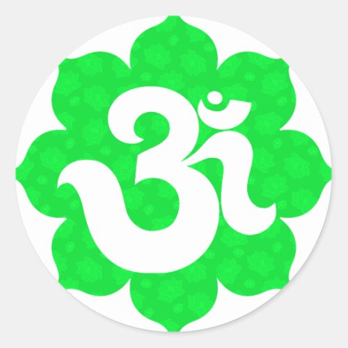 Yoga Om in Lotus green Classic Round Sticker