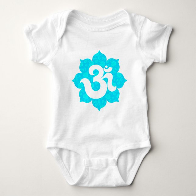 Yoga Om in Lotus light blue Baby Bodysuit (Front)