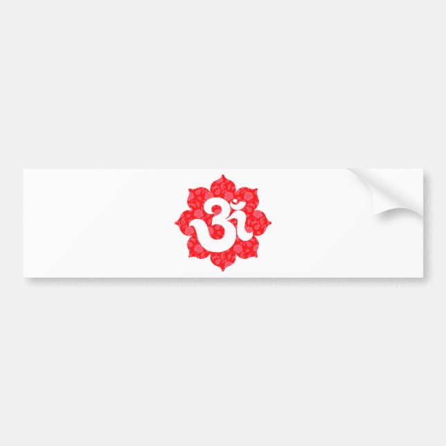 Yoga Om in Lotus Red Bumper Sticker (Front)