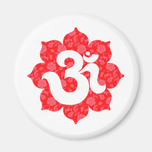 Yoga Om in Lotus Red Magnet