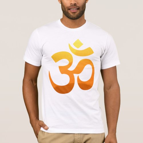 Yoga Om Mantra Gold Sun Front Design Mens White T_Shirt
