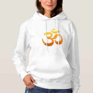 Yoga Om Mantra Symbol Gold Sun Asana Relax Womens Hoodie