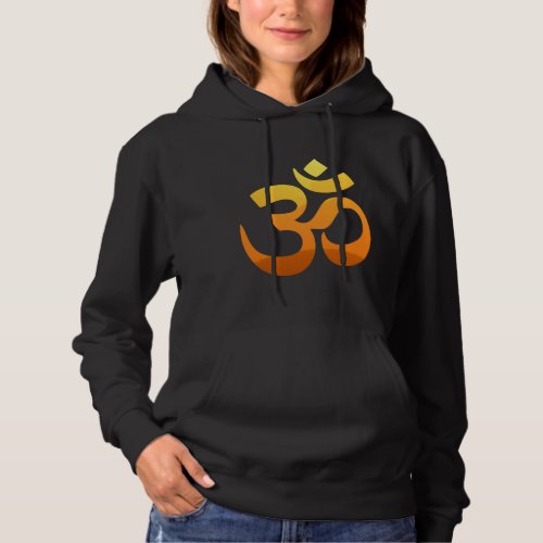 Yoga Om Mantra Symbol Gold Sun Womens Black Hoodie