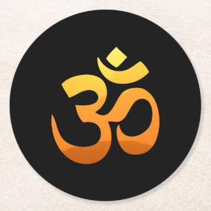 Yoga Om Mantra Symbol Meditation Asana Relax Round Paper Coaster