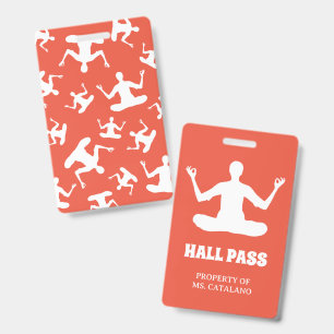 yoga om pose Teacher Hall Pass school colors Badge