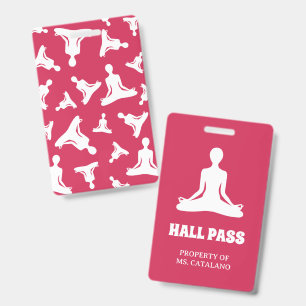 yoga om pose Teacher Hall Pass school colors Badge