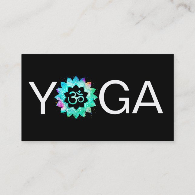 *~* Yoga OM Teacher Instructor  Aum  Lotus Mandala Business Card (Front)