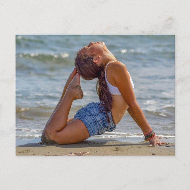 Yoga on the beach Photo Postcard (Front)