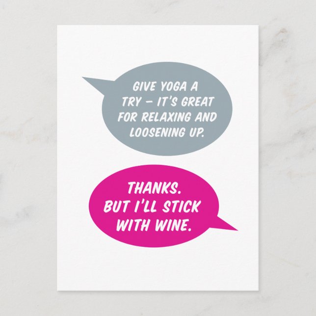 Yoga or Wine? Which is More Relaxing. Just for Fun Postcard (Front)