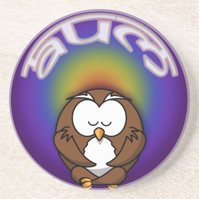 yoga owl drink coaster (Front)