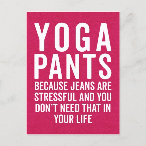 Yoga Pants Stressful Funny Quote Postcard