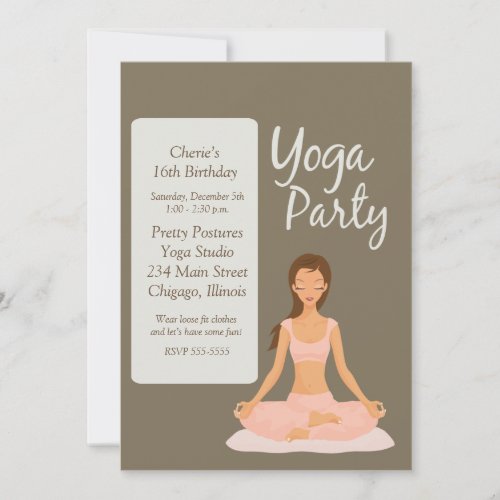 YOGA PARTY Birthday Exercise Stretching Invitation