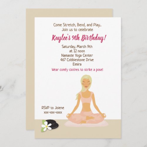 Yoga Party Girls Birthday Invitation