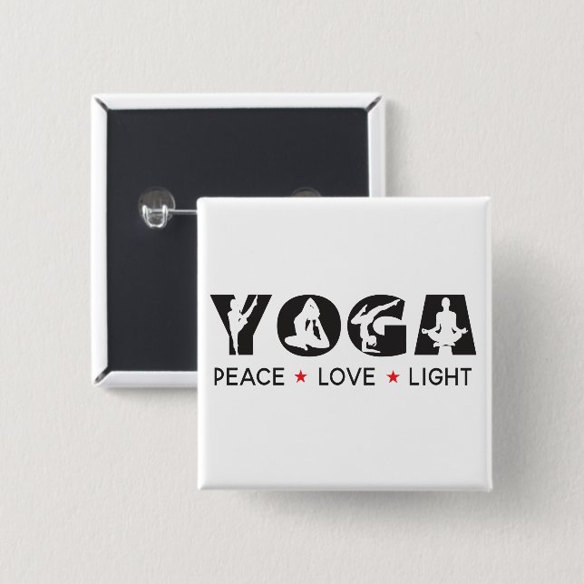 Yoga - Peace Love Light   Button (Front & Back)