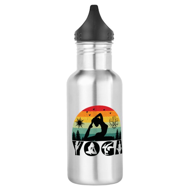 Yoga - Peace, Love & Light   Stainless Steel Water Bottle (Left)