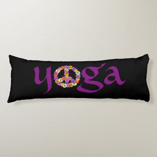 Yoga Peace Sign Floral Body Pillow (Front)