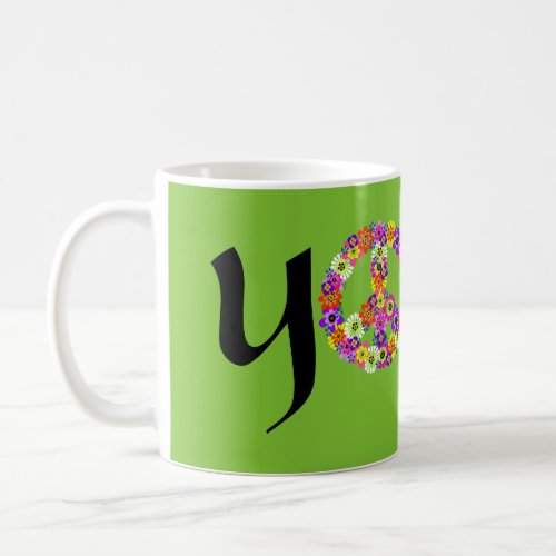 Yoga Peace Sign Floral Coffee Mug