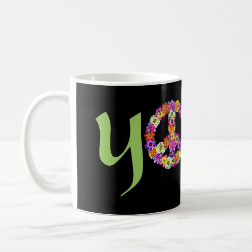 Yoga Peace Sign Floral Coffee Mug