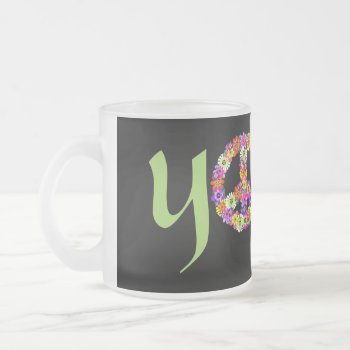 Yoga Peace Sign Floral Frosted Glass Coffee Mug by Mistflower at Zazzle
