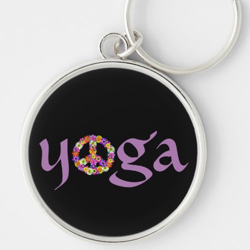 Yoga Peace Sign Floral Keychain
