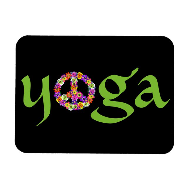 Yoga Peace Sign Floral Magnet (Horizontal)