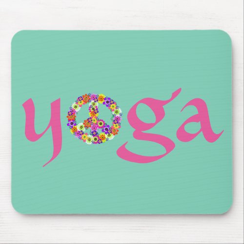 Yoga Peace Sign Floral Mouse Pad