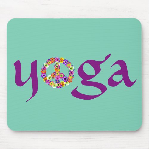 Yoga Peace Sign Floral Mouse Pad