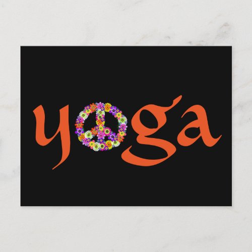 Yoga Peace Sign Floral Postcard