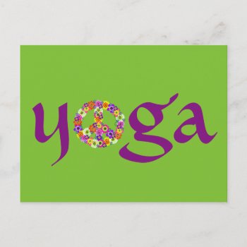 Yoga Peace Sign Floral Postcard by Mistflower at Zazzle