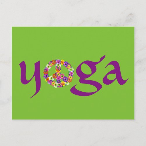 Yoga Peace Sign Floral Postcard