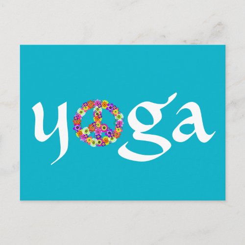 Yoga Peace Sign Floral Postcard