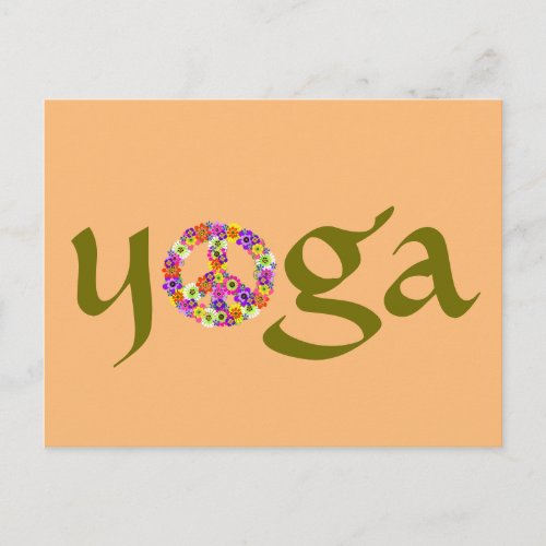 Yoga Peace Sign Floral Postcard