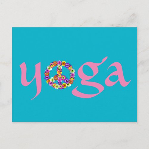 Yoga Peace Sign Floral Postcard