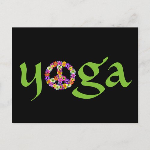 Yoga Peace Sign Floral Postcard