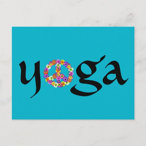 Yoga Peace Sign Floral Postcard