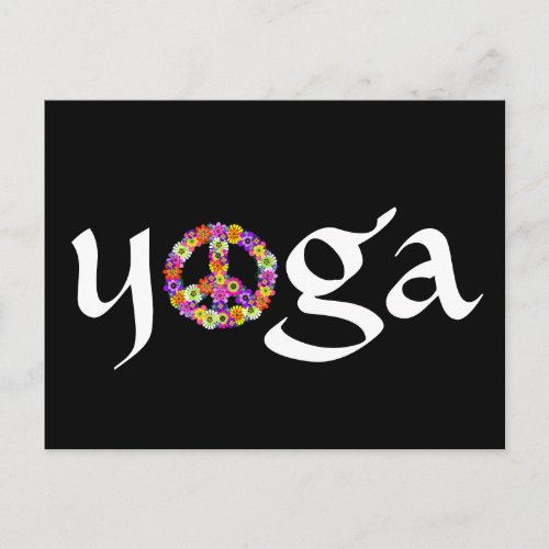 Yoga Peace Sign Floral Postcard