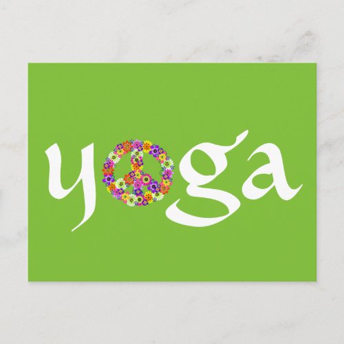 Yoga Peace Sign Floral Postcard