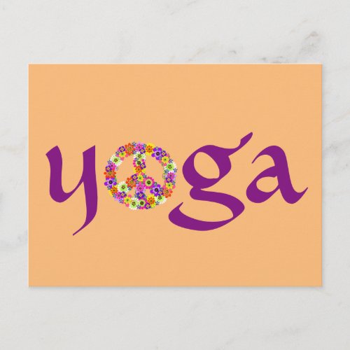 Yoga Peace Sign Floral Postcard