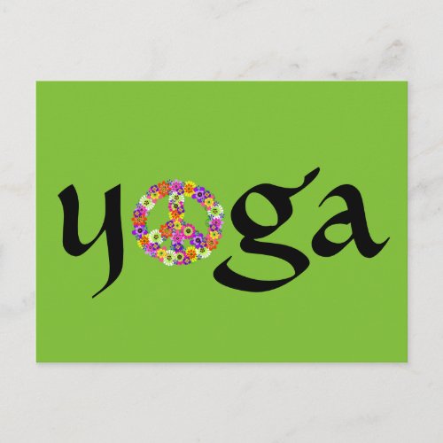 Yoga Peace Sign Floral Postcard