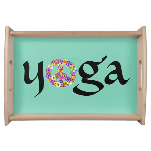 Yoga Peace Sign Floral Serving Tray