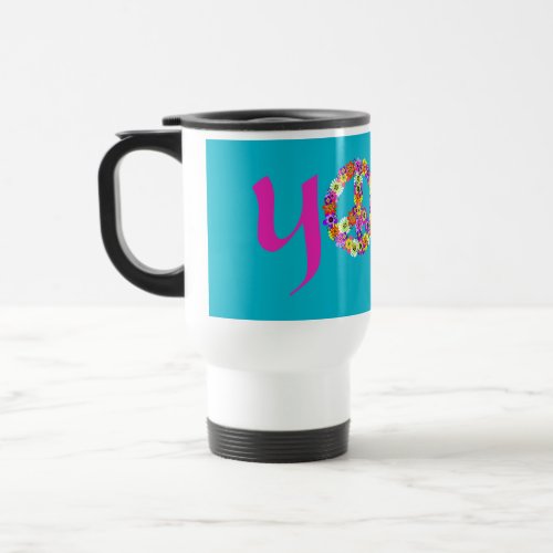 Yoga Peace Sign Floral Travel Mug