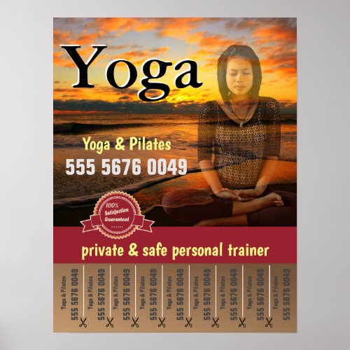 Yoga Pilates Fitness Trainer Small Business Flyer Poster