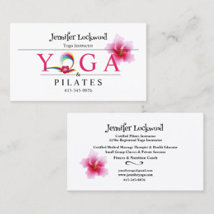 Yoga & Pilates Instructor Fuchsia Lily   Business Card