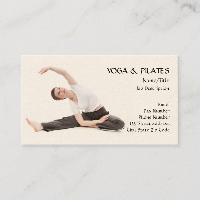 Yoga & Pilates Instructor/Health & Fitness Business Card (Front)