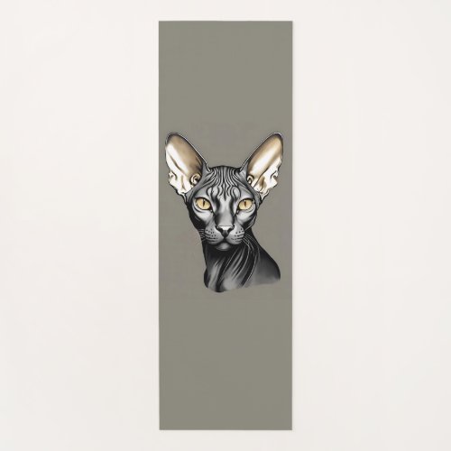 Yoga Pilates Mat Taupe Gold Black  Sphynx Cat 