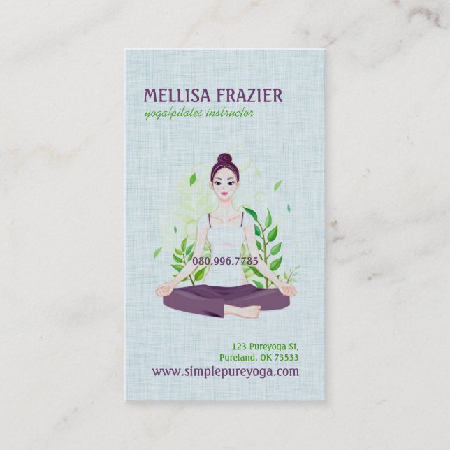 Yoga Pilates Meditation Business/Instructor Business Card (Front)
