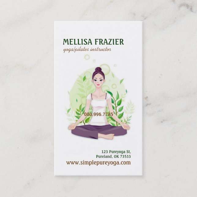 Yoga Pilates Meditation Business/Instructor Business Card (Front)