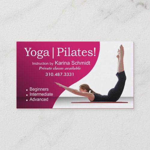 Yoga  Pilates Pilates Instruction Yoga Class Business Card