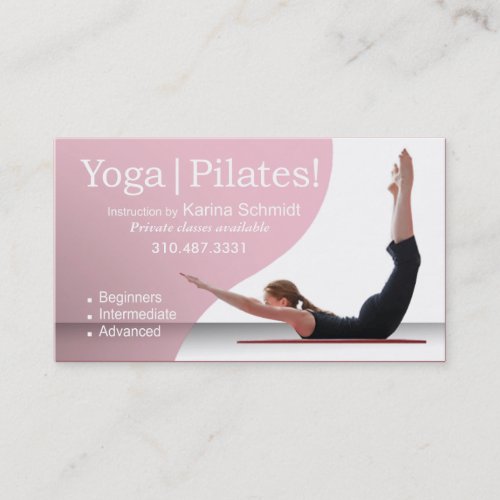 "Yoga | Pilates!" Pilates Instruction, Yoga Class Business Card Templates