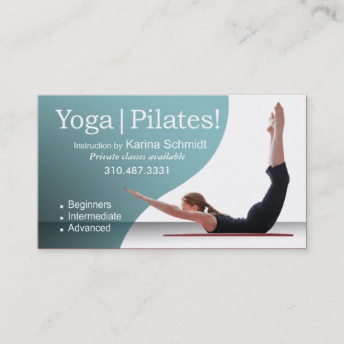"Yoga | Pilates!" Pilates Instruction, Yoga Class Business Card Templates